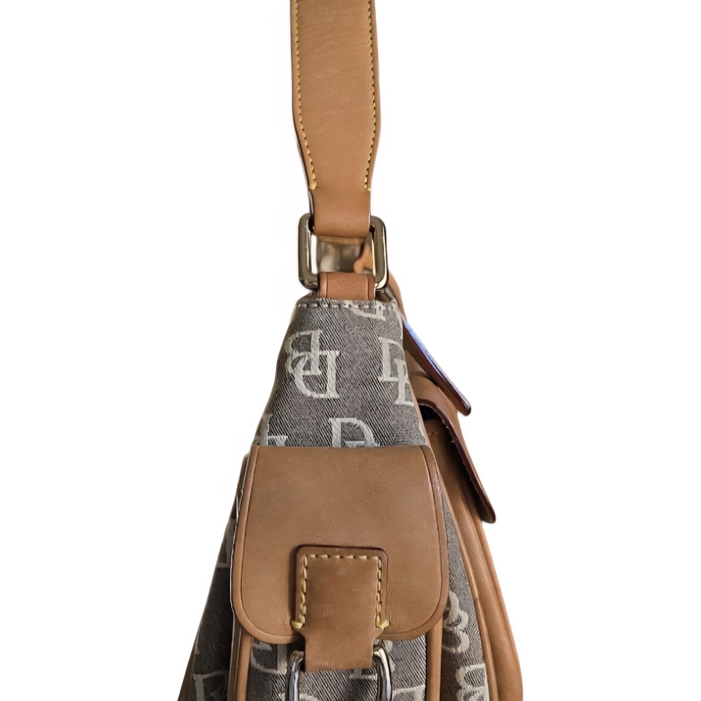 Dooney & Bourke Signature Vintage Hobo Buckle Double Pocket Shoulder Bag - Picture 2 of 15